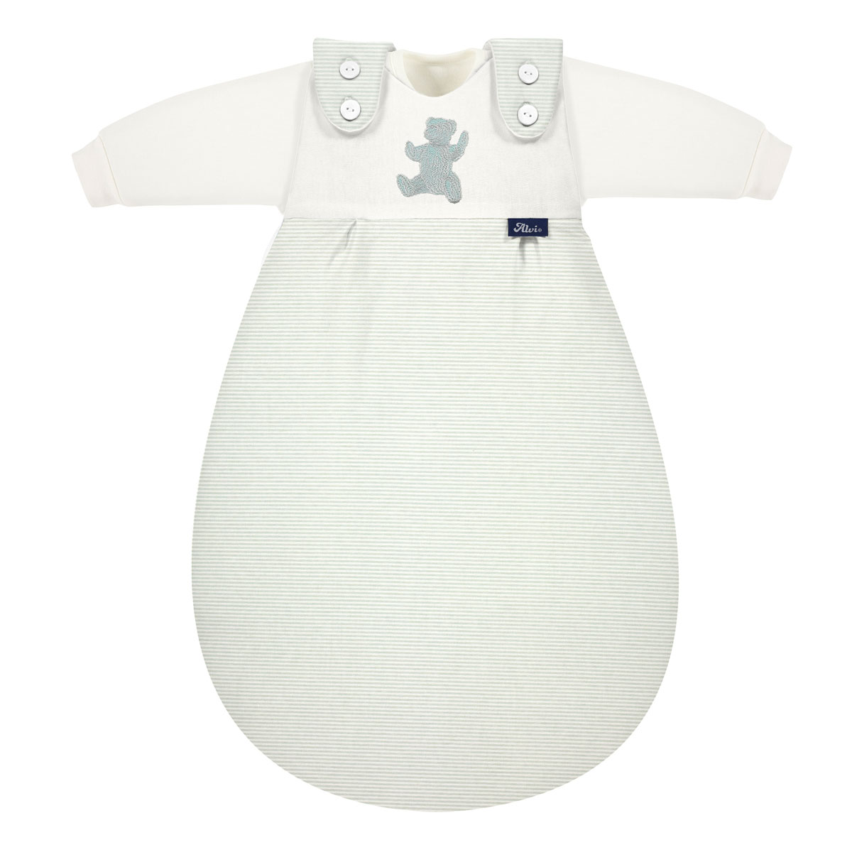 Alvi Baby Mäxchen BIO-Baumwoll-Jersey Smoky Stripe 051-3 - 3-tlg. Schlafsack - Größe wählen