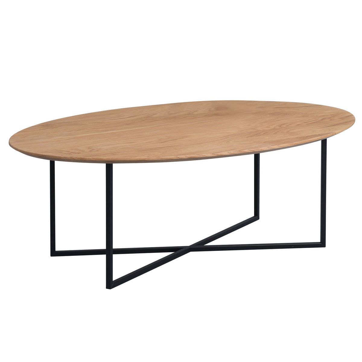 HomeTrends4You Couchtisch Keno 3 Wildeiche massiv | Gestell Metall schwarz