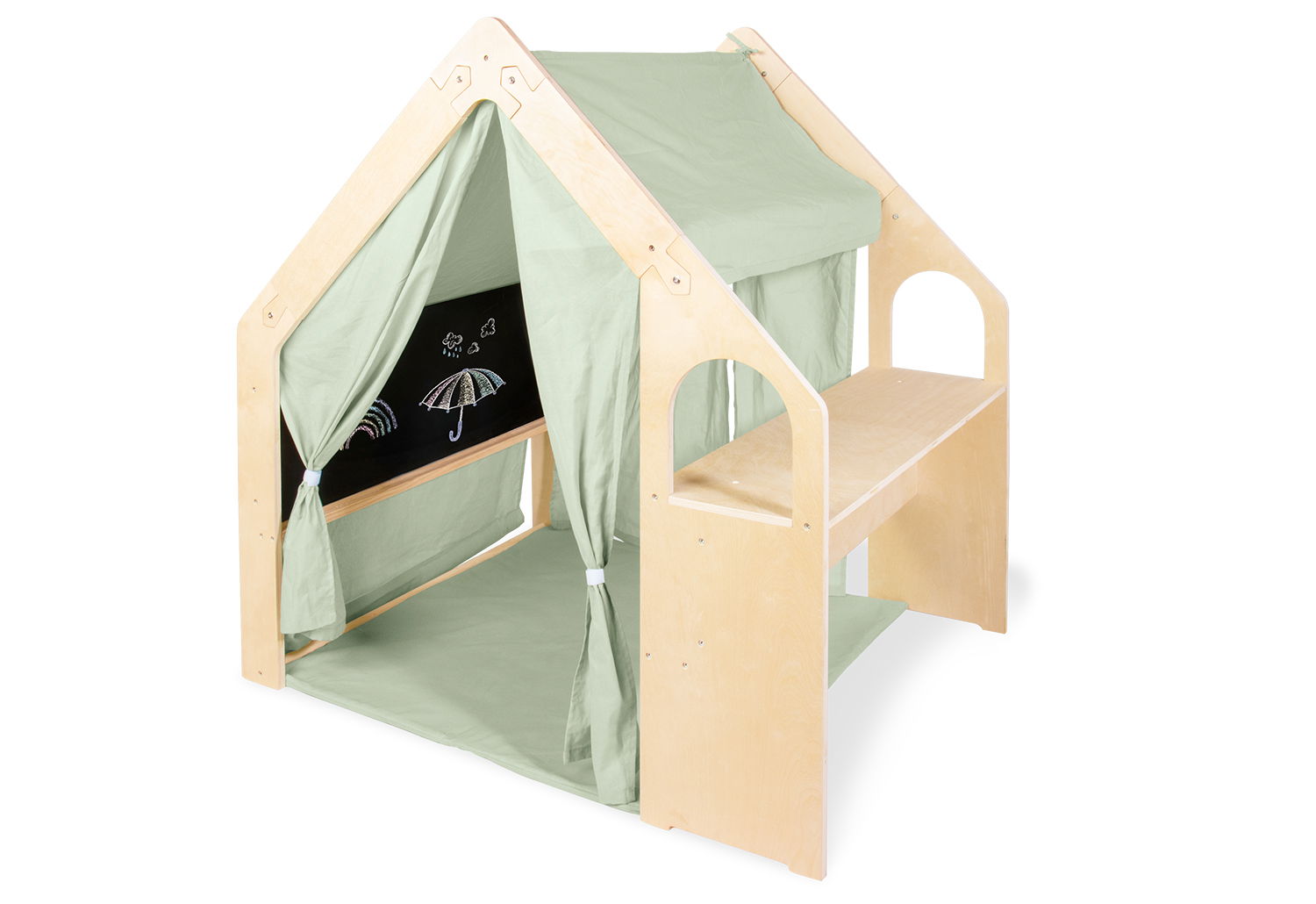 Pinolino Spielhaus 'Thilda', inkl. Stoffdach, salbeigrün, 3-tlg.