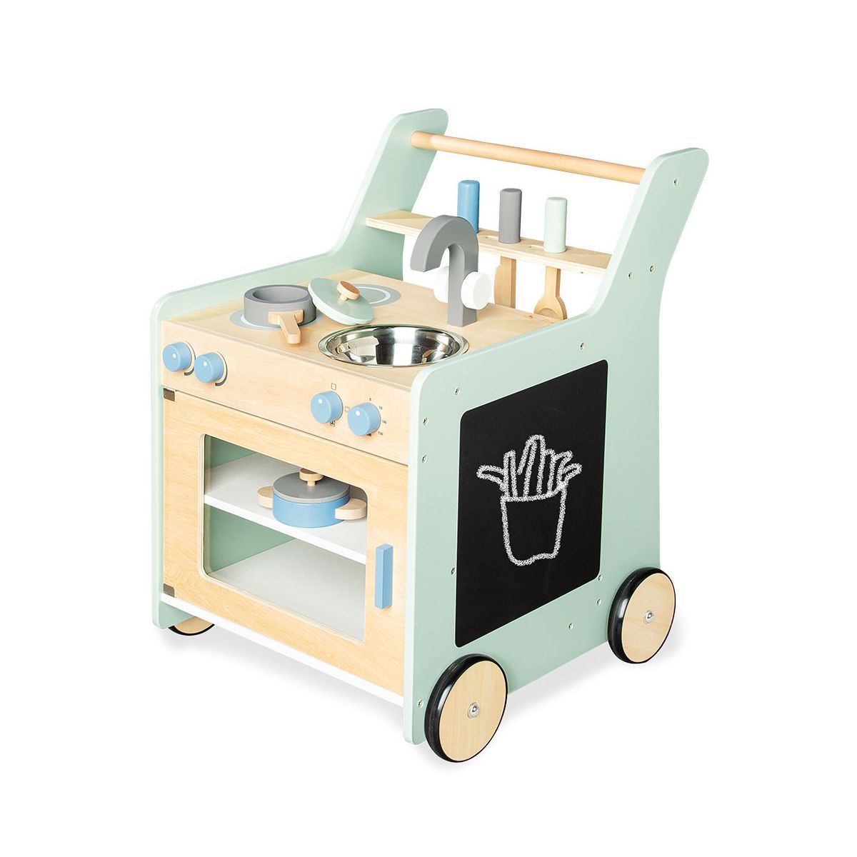 Pinolino Kinderküche Kalle, pastellgrün Massivholz und MDF, klar & bunt lackiert