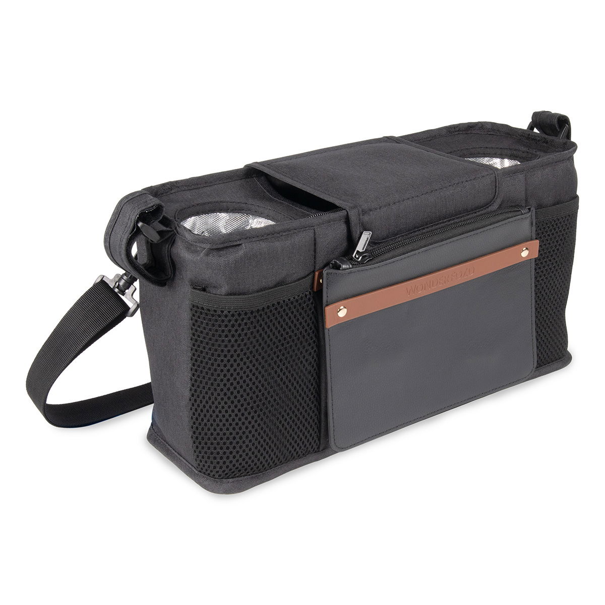 WonderFold isolierter Getränkehalter 2-Fächer - Schwarz