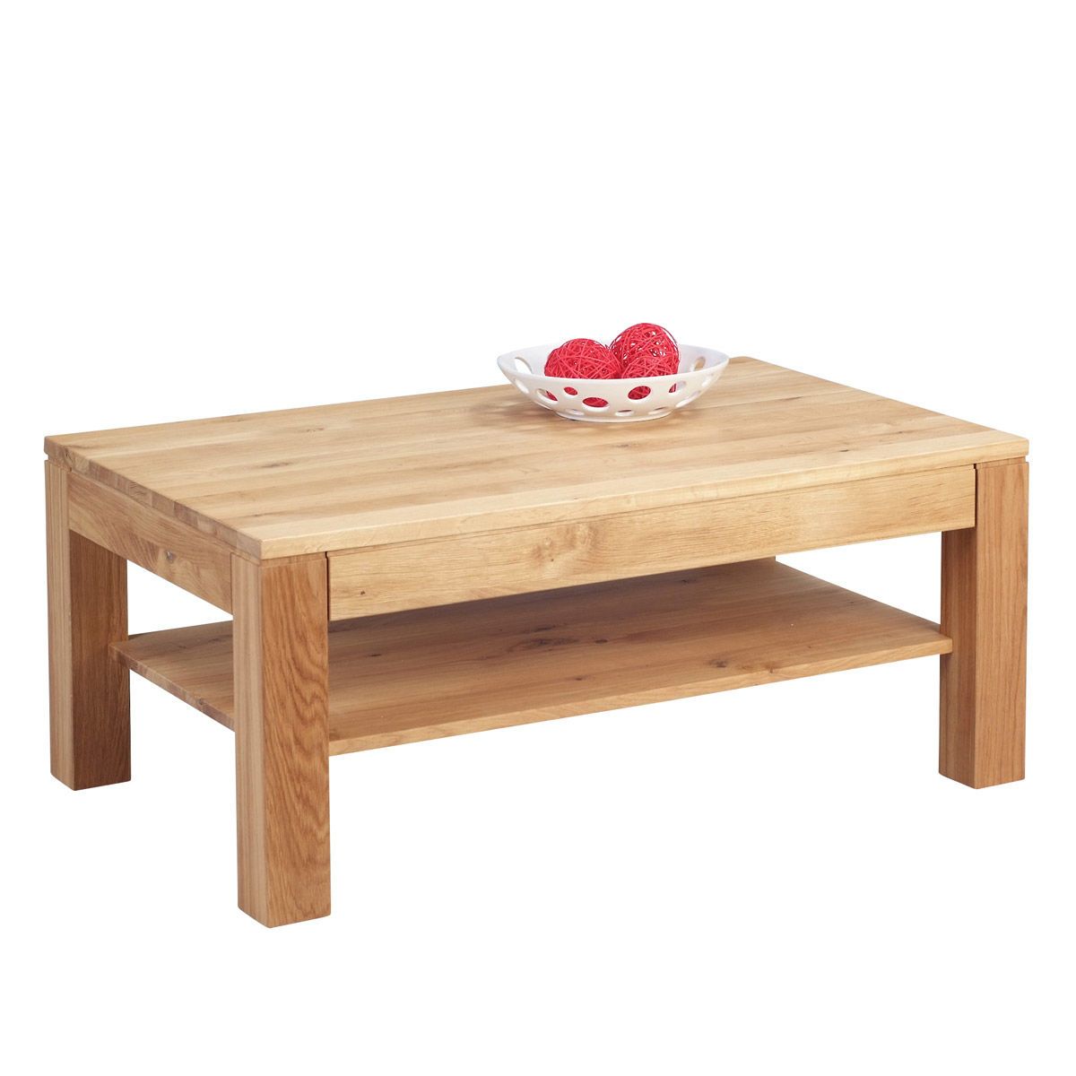 HomeTrends4You Couchtisch Björn Wildeiche massiv mit Schublade