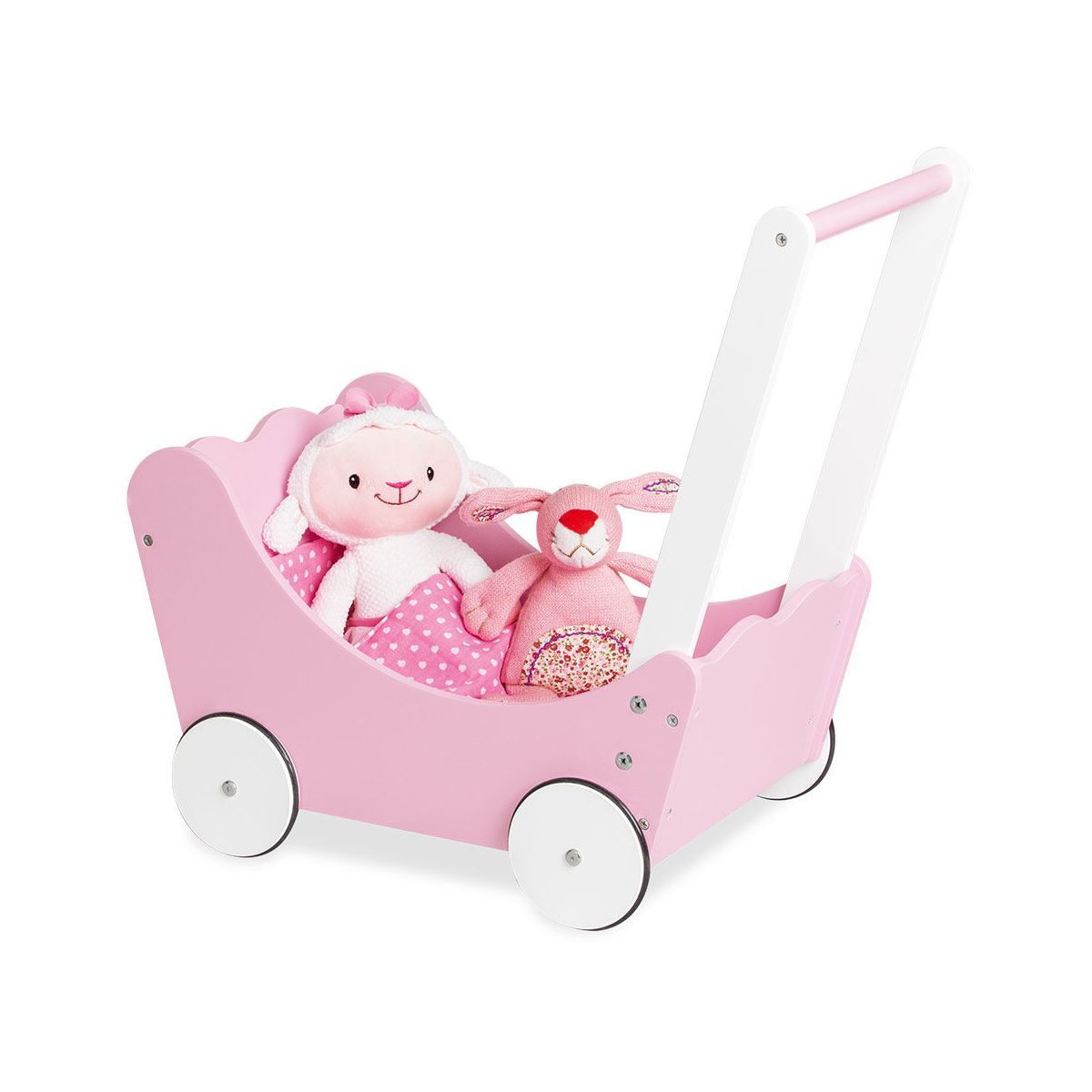Pinolino Puppenwagen Jasmin rosa/weiß komplett inkl. Bettzeug - zum Aktionspreis