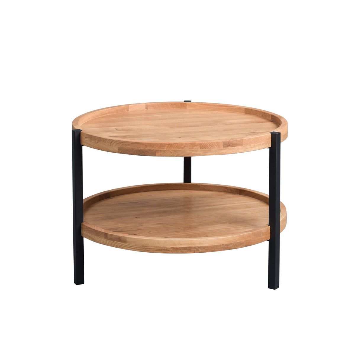 HomeTrends4You Couchtisch Alva 2 Wildeiche massiv | Gestell Metall schwarz
