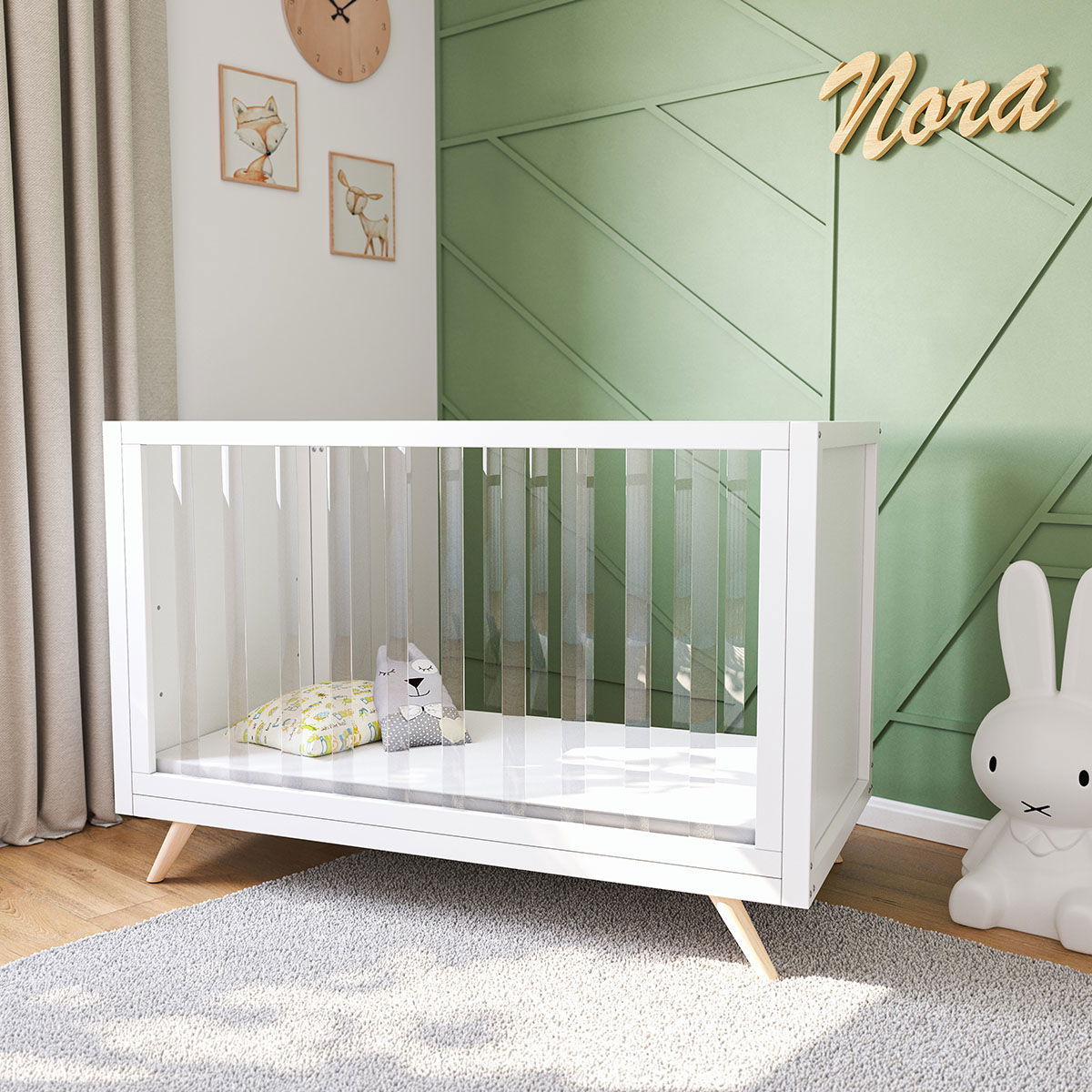 Artkid Nora Babybett 60 x 130 cm mit Plexiglas inkl. Träumeland Matratze