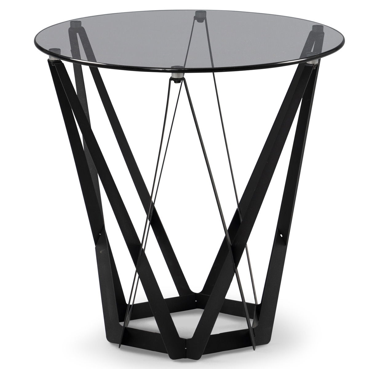 M2 Kollektion - Mia 1 Beistelltisch, Sicherheitsglas Grau / Gestell: Metall Schwarz