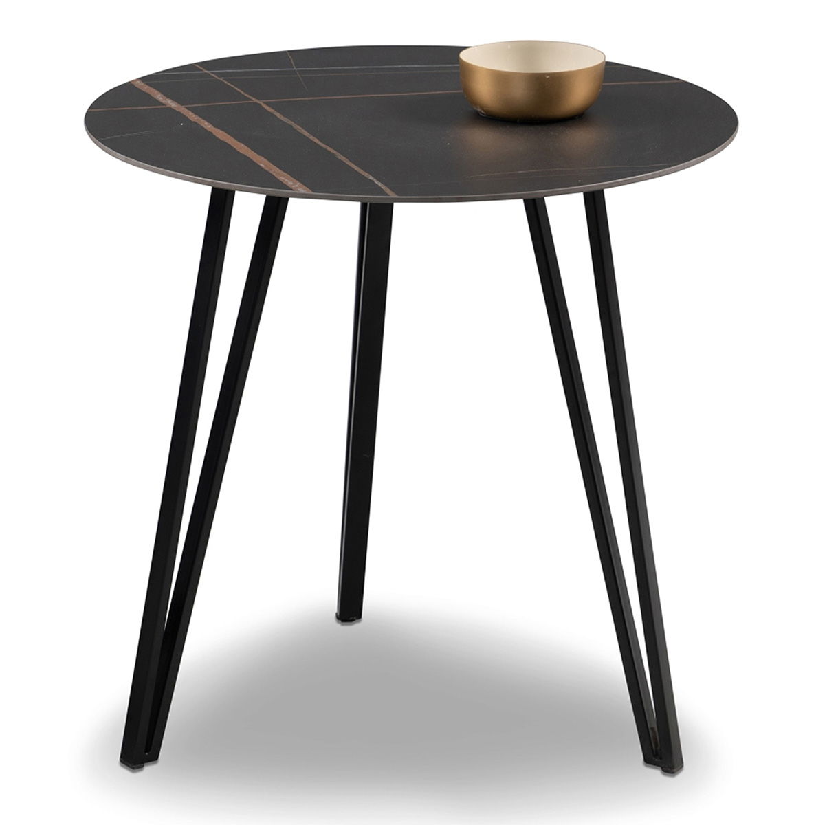 M2 Kollektion - Liv 2 Couchtisch; Gesinterter Stein dunkel / Gestell: Metall Schwarz