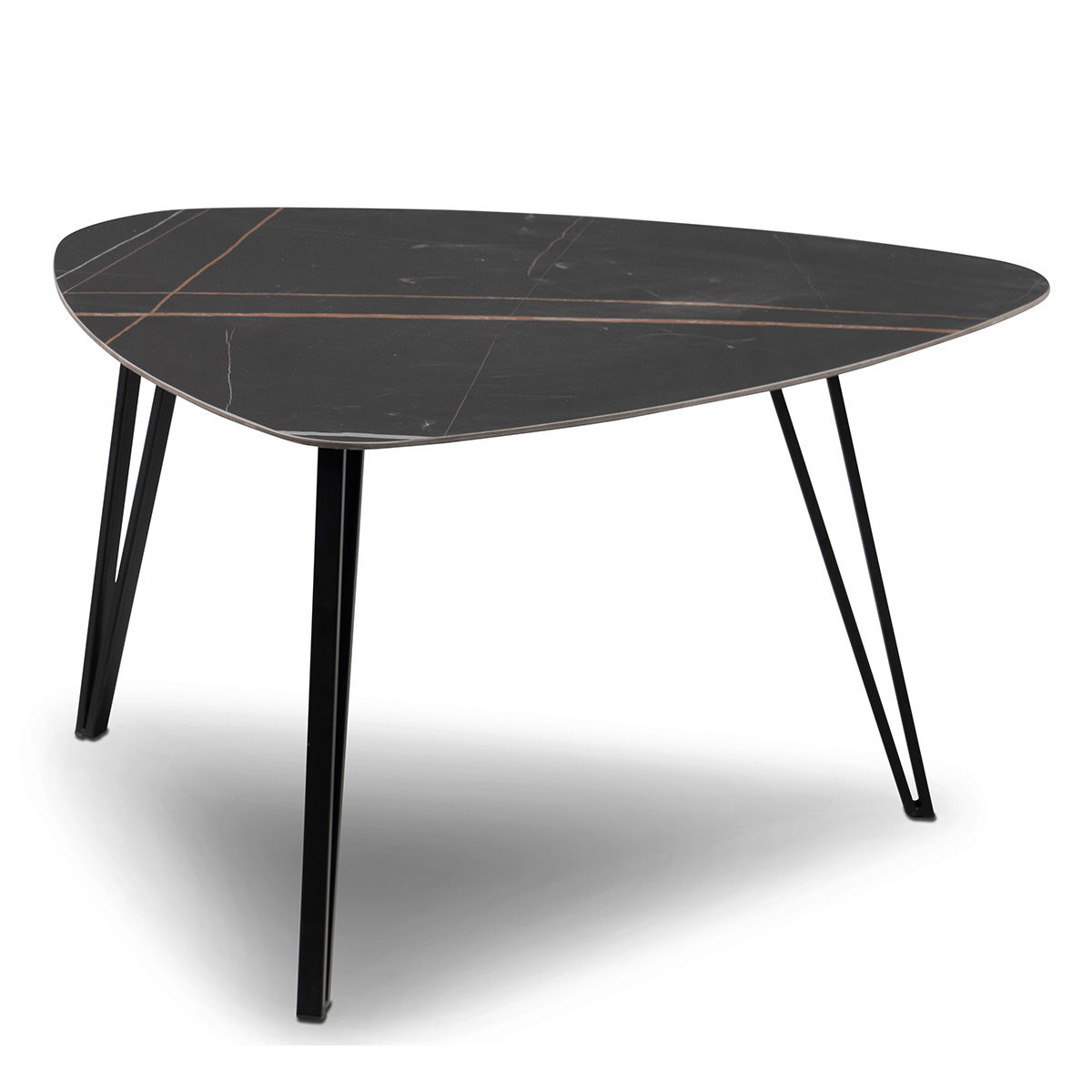 M2 Kollektion - Liv 3 Couchtisch; Gesinterter Stein dunkel / Gestell: Metall Schwarz