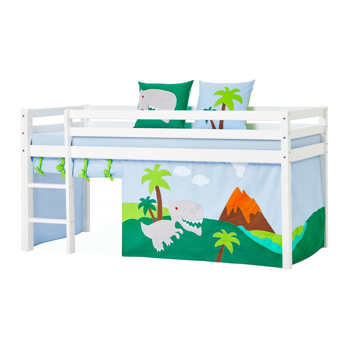 Hoppekids Vorhang-Set für halbhohes Bett 90x200 Dessin DINOSAUR - auch für Etagenbett geeignet