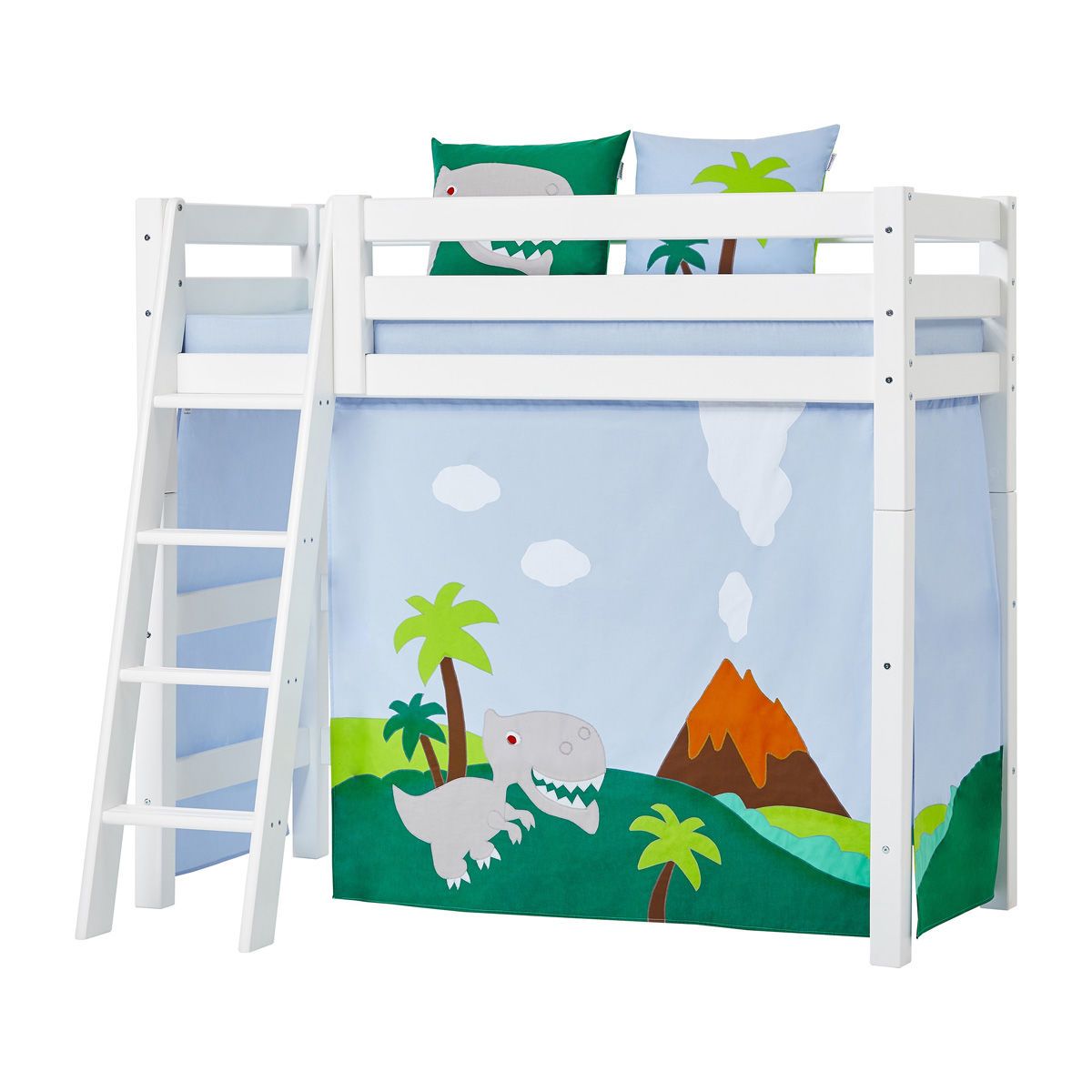Hoppekids Vorhang-Set für mittelhohes Bett 70x160 Dessin DINOSAUR
