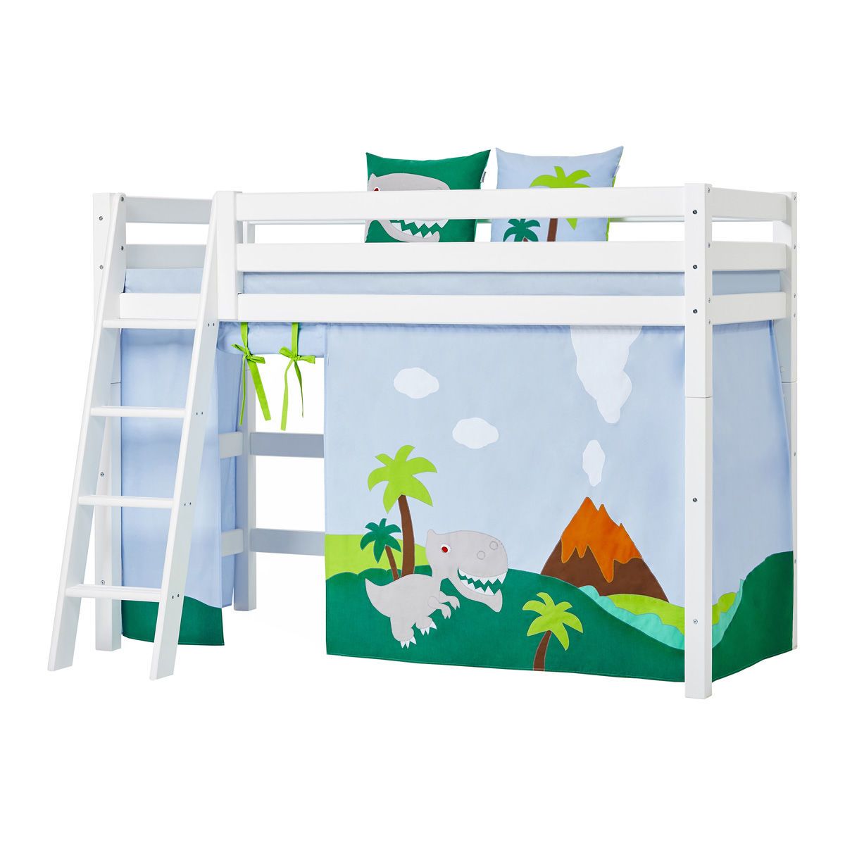 Hoppekids Vorhang-Set für mittelhohes Bett 90x200 Dessin DINOSAUR