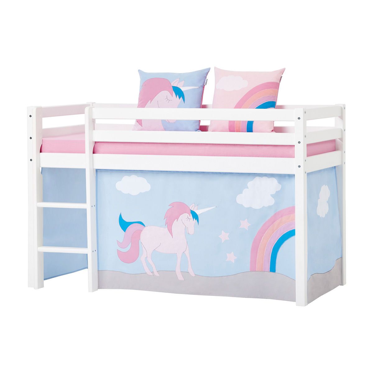 Hoppekids Vorhang-Set für halbhohes Bett 70x160 cm Dessin UNICORN - auch für Etagenbett geeignet