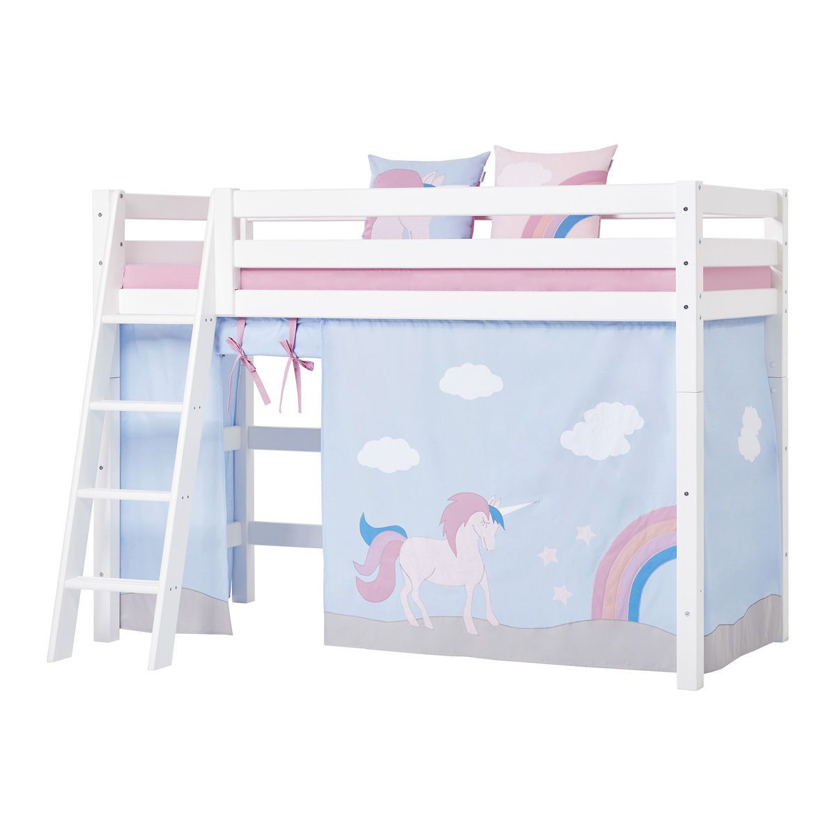 Hoppekids Vorhang-Set für mittelhohes Bett 90x200 Dessin UNICORN