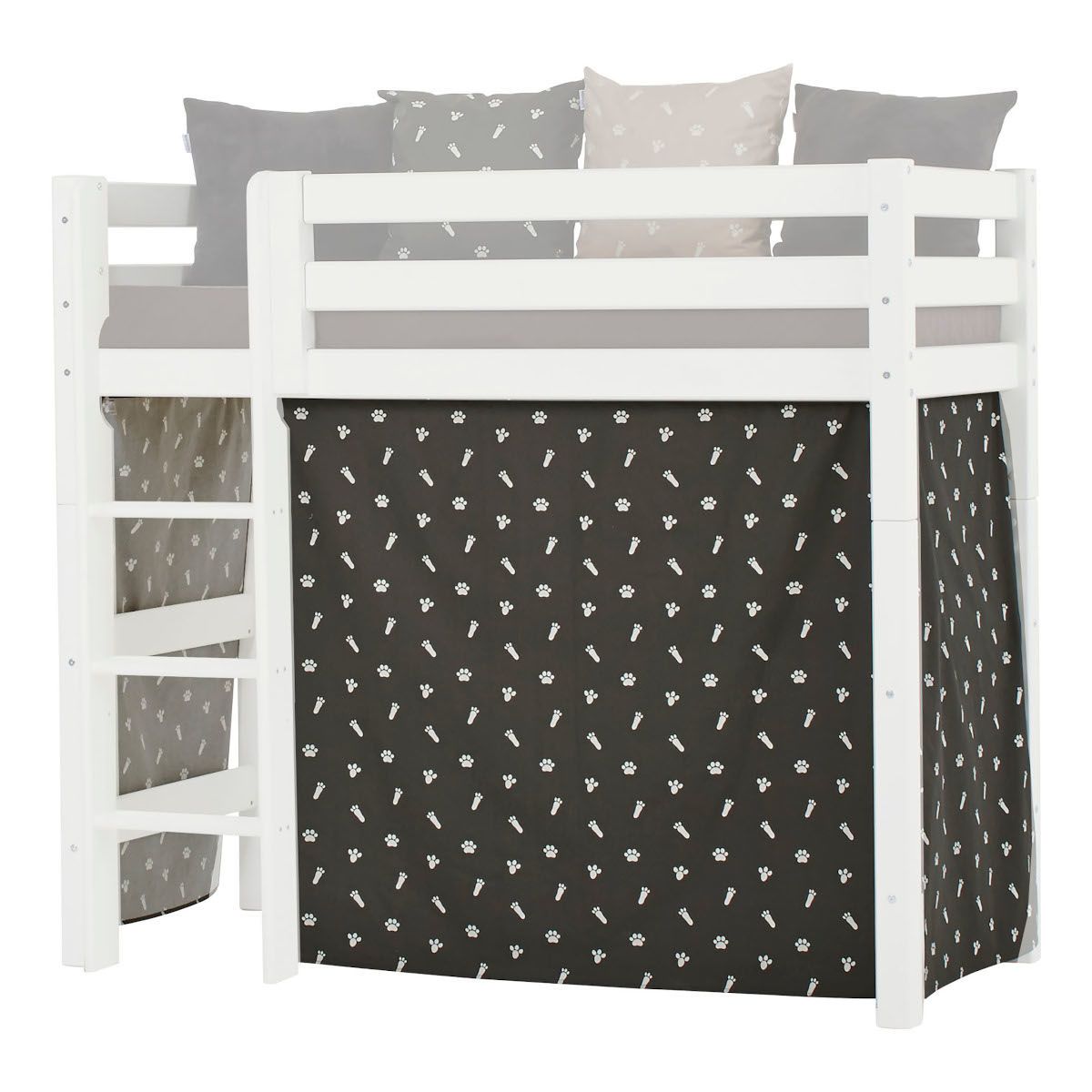 Hoppekids Vorhang-Set für mittelhohes Bett 70x160 Dessin Pets granite grey