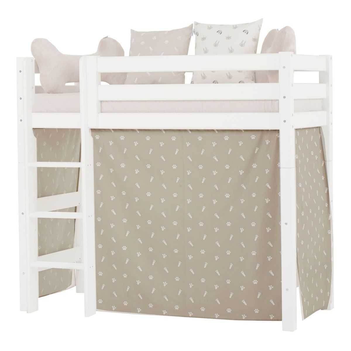 Hoppekids Vorhang-Set für mittelhohes Bett 70x160 Dessin Pets silver cloud