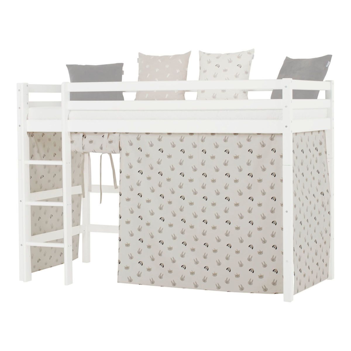 Hoppekids Vorhang-Set für mittelhohes Bett 90x200 Dessin Pets pristine