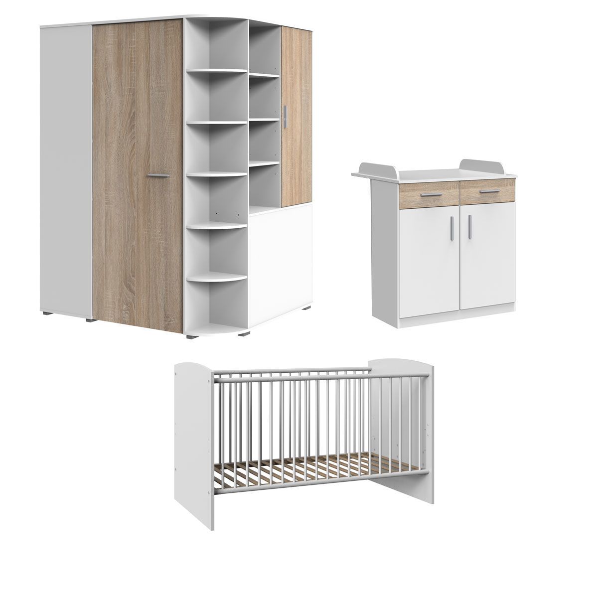 Wimex Joker Babyzimmer 3-teilig Eck-Schrank Weiß / Eiche sägerau-Nachbildung