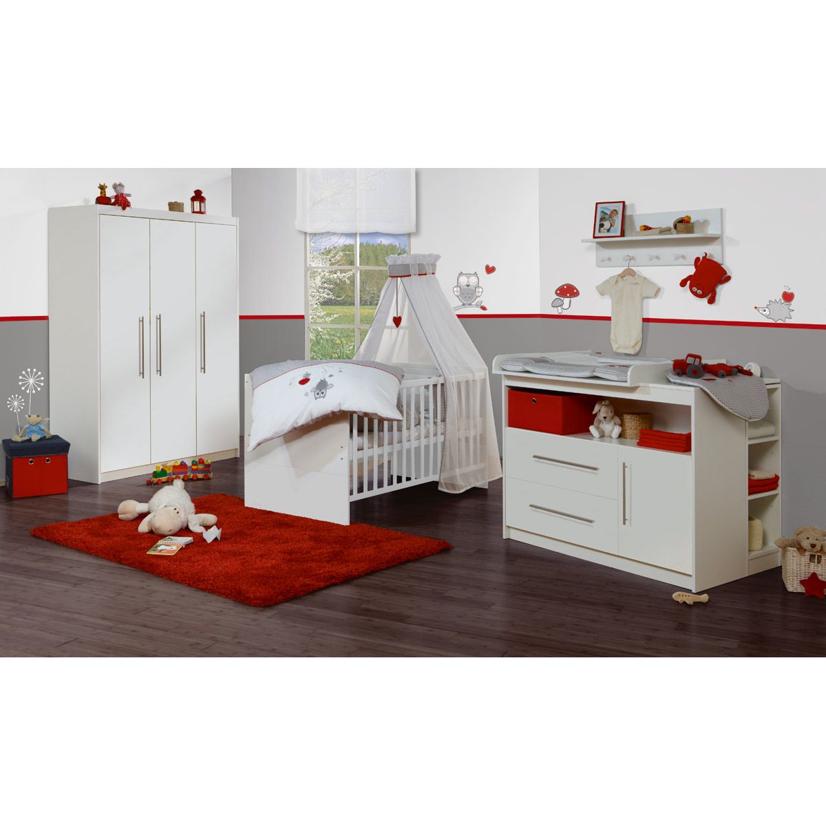 Roba Maren Kinderzimmer 3T Bett, breite Wickelkommode, Schrank
