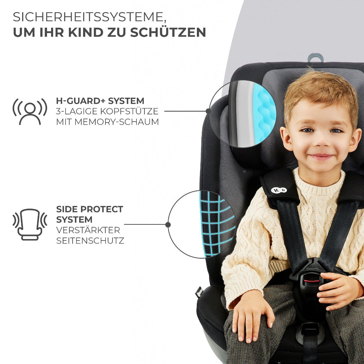 Kinderkraft I-Grow Child Car Seat, I-Size 40-150 cm, 360 Degree