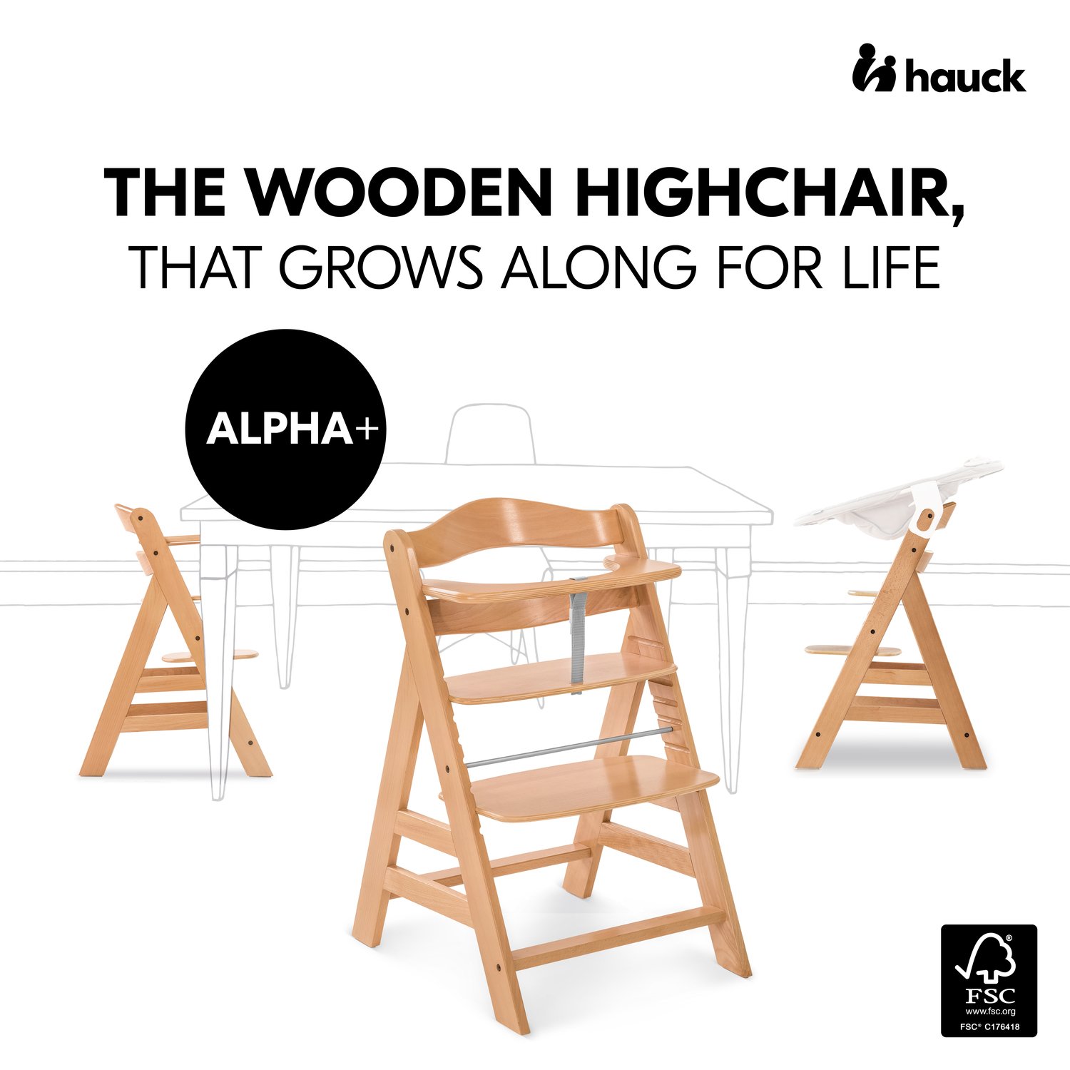 Begleiter Ein - Alpha+ nachhaltigem lebenslanger Holz Holzhochstuhl aus