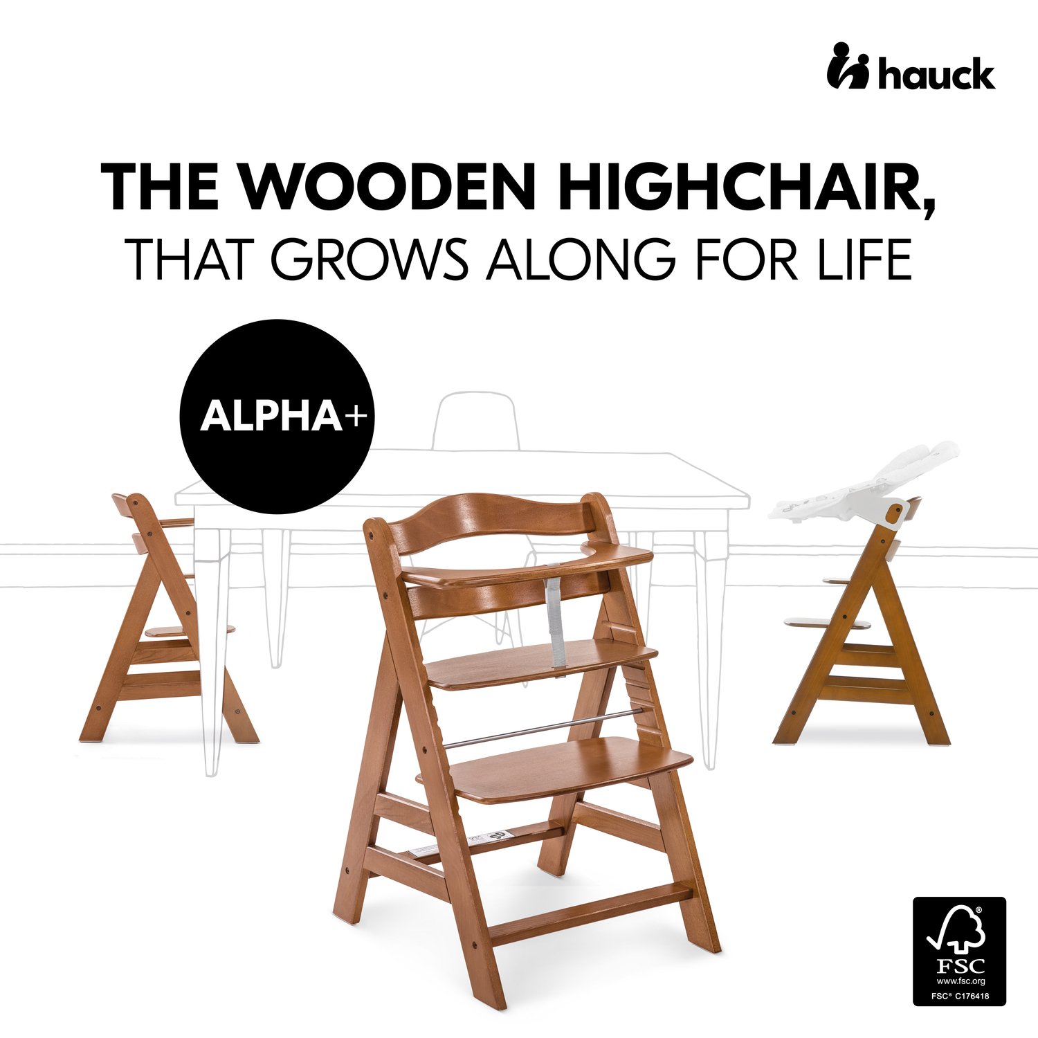 Alpha+ Holzhochstuhl - Ein lebenslanger Begleiter aus nachhaltigem Holz