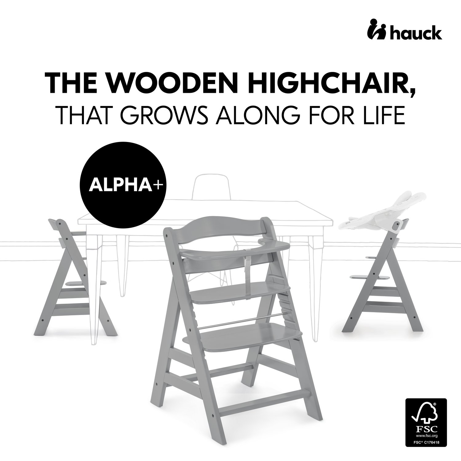 Alpha+ Holzhochstuhl - Ein lebenslanger Begleiter aus nachhaltigem Holz