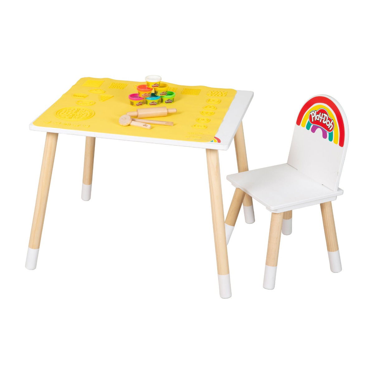 roba x Play-Doh Kindersitzgruppe mit Zubehör zum Kneten weiß/natur