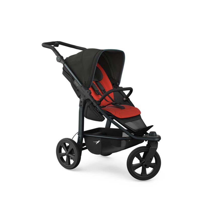 tfk mono3 Sportwagen anthrazit mit roten Highlights mit Luftkammerrad-Set