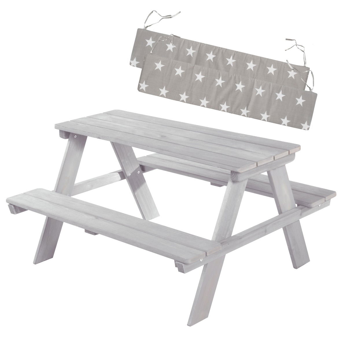 Roba Kindersitzgruppe Outdoor+ Picknick for 4 mit Bankkissen grau