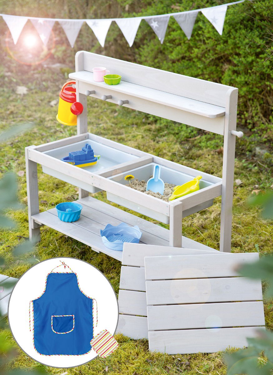 Roba  Kinderküche Outdoor+ FUN mit Schürze - Grau lasiert