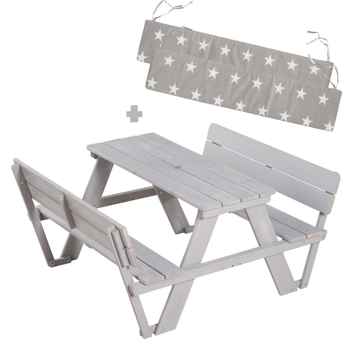 Roba Kindersitzgruppe Outdoor+ mit Rückenlehnen Picknick for 4, grau