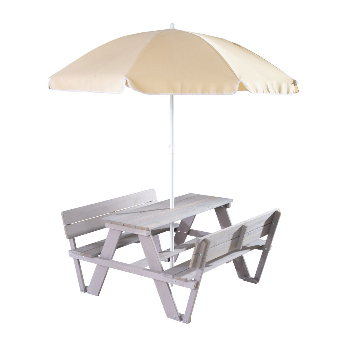Roba Kindersitzgruppe PICKNICK for 4 Outdoor+ mit Lehne & Schirm-Set - Grau lackiert