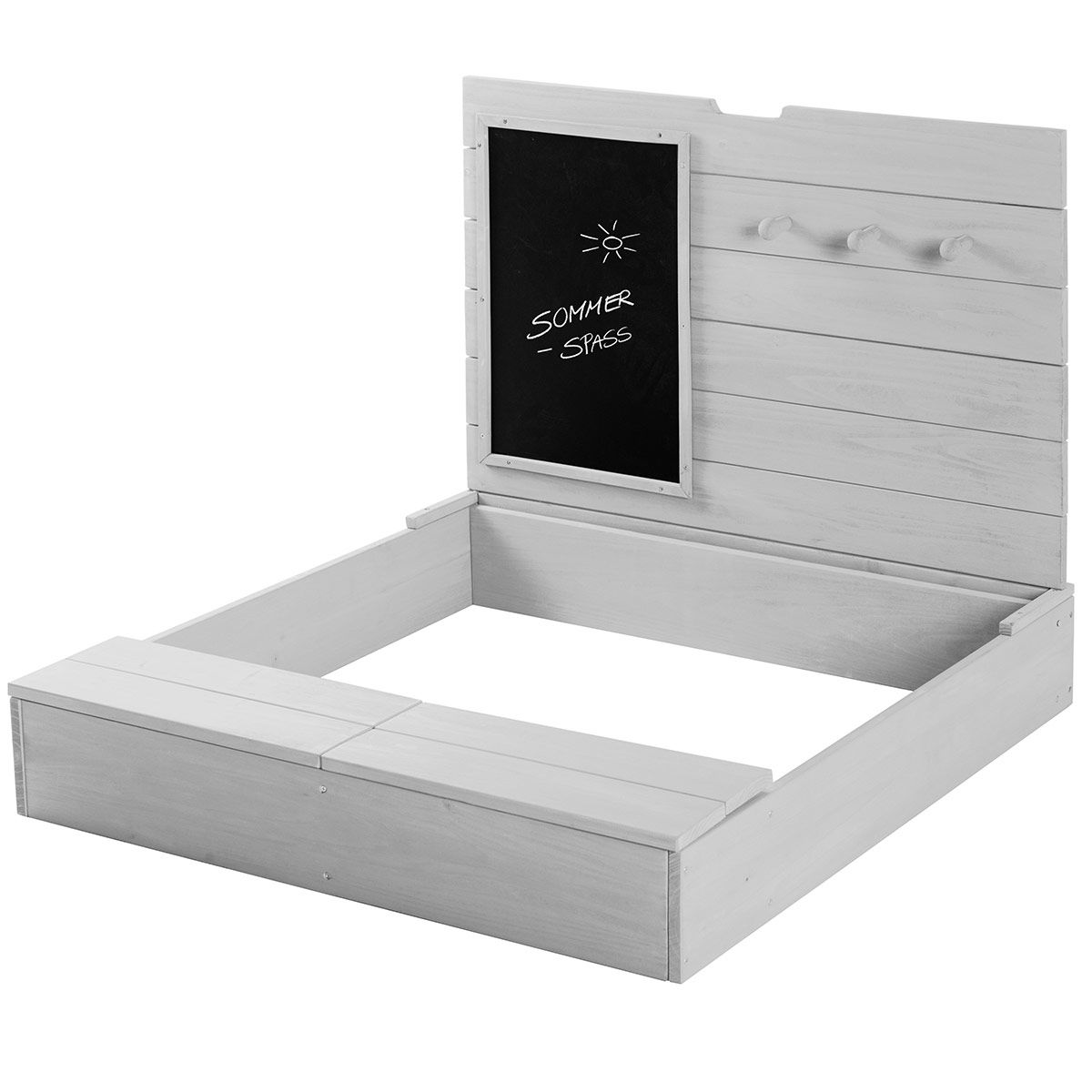Roba Sandkasten mit Deckel & Tafel aus wetterfestem Massivholz