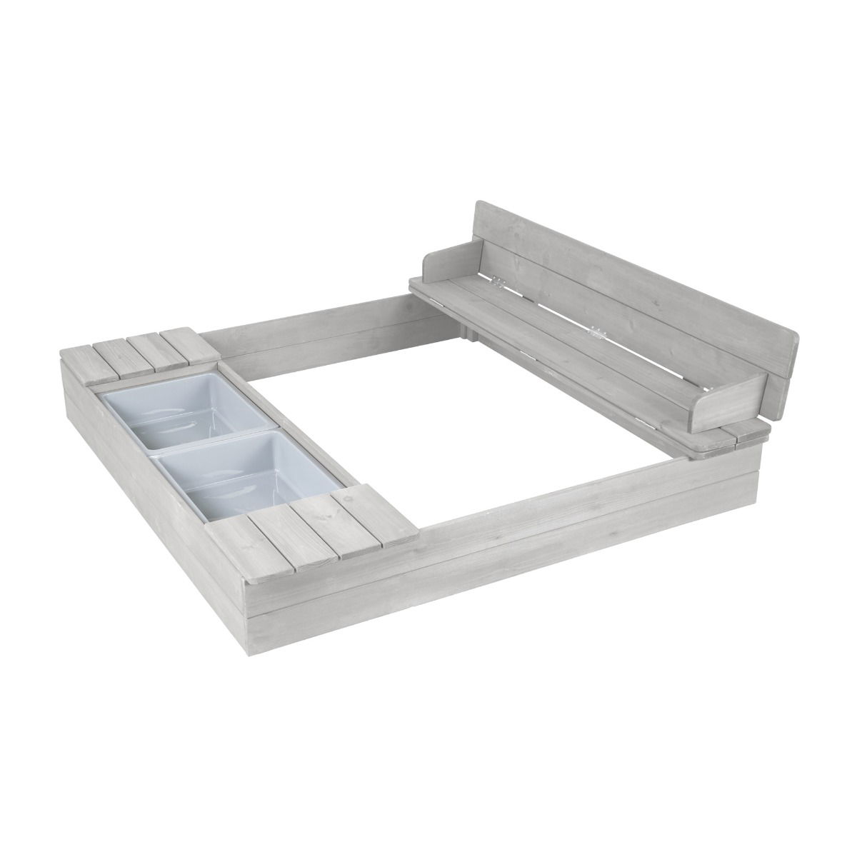 Roba Sandkasten Outdoor+ mit aufklappbarer Sitzbank, Grau lasiert
