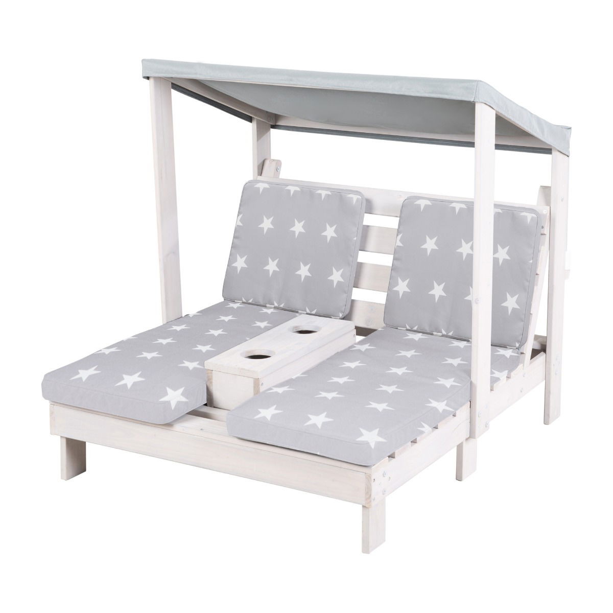 Roba Outdoor-Doppelliege inkl. Polster Little Stars - Grau