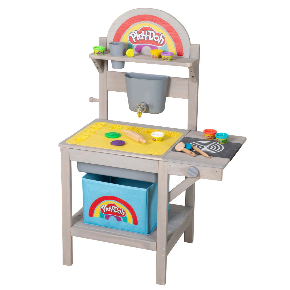 roba x Play-Doh Matschküche für Kinder inkl. Zubehör zum Kneten - Grau lasiert
