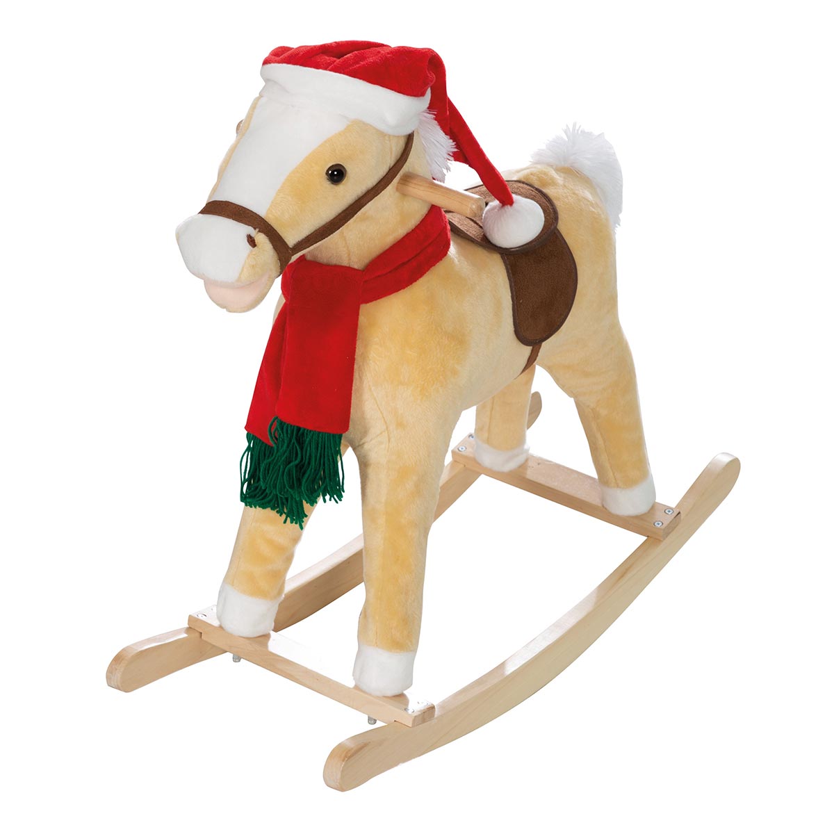 Roba Schaukelpferd mit Weihnachtsmütze & Schal mit Sattel, Zaumzeug und Soundeffekt