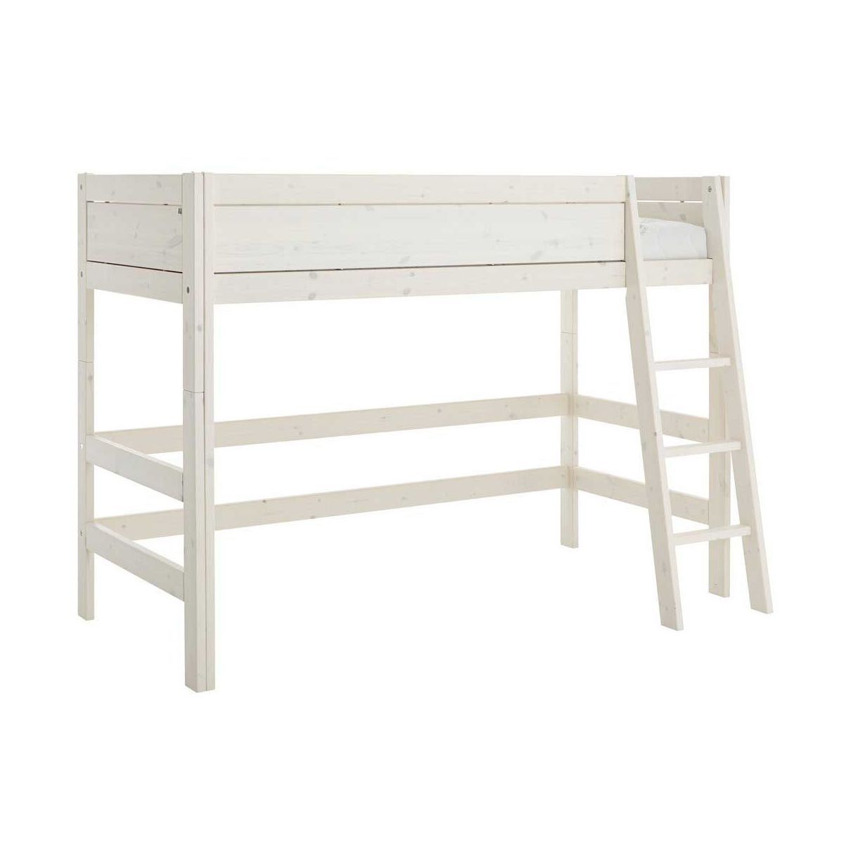 LIFETIME Mittelhohes Bett 152 cm Kiefer whitewash 4619-01W mit Rollboden