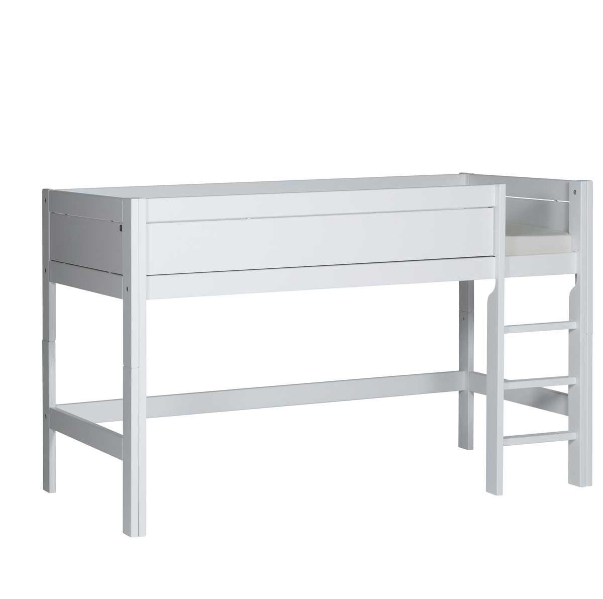LIFETIME Halbhohes Bett 128 cm Kiefer weiß 4625-10 mit Rollboden, zum Top-Preis
