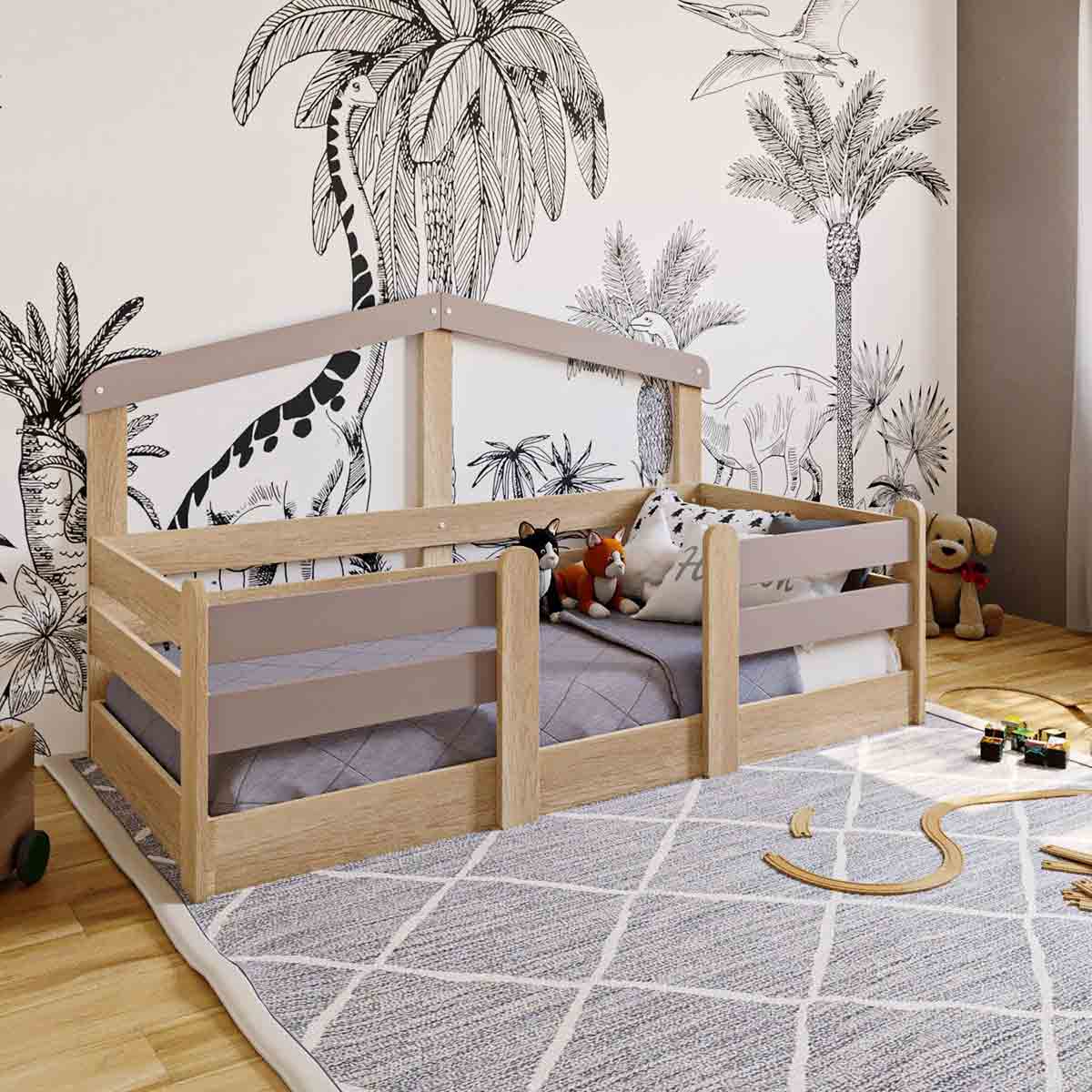 Nature Kid My House Hausbett natur/grau 90 x 200 cm