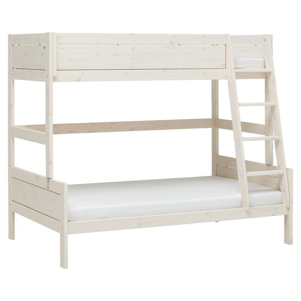 LIFETIME Etagenbett Family Kiefer whitewash 90/120 cm, Deluxe-Lattenroste
