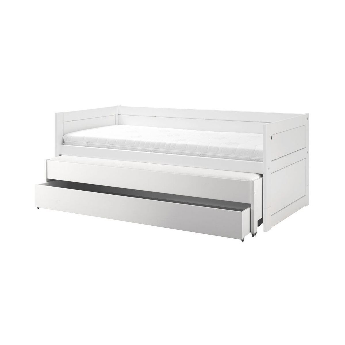LIFETIME Kojenbett mit Gästebett+Bettkasten  weiß | incl. Rollboden (mit Deluxe-Lattenrost / xxxx1)