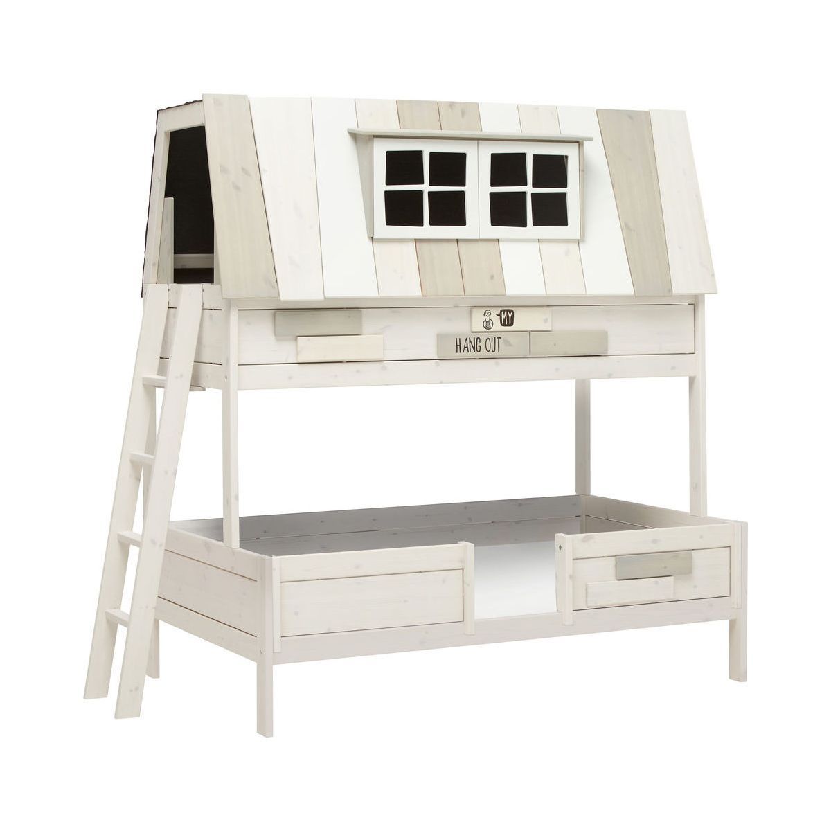 LIFETIME Etagenbett My Hangout 90 & 140x200 cm whitewash - Deluxe-Lattenrost & Rollrost