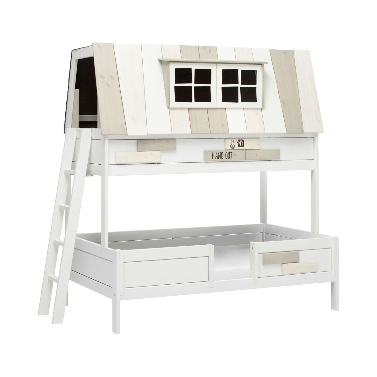 LIFETIME Etagenbett My Hangout 90 & 140x200 cm weiß - Deluxe-Lattenrost & Rollrost