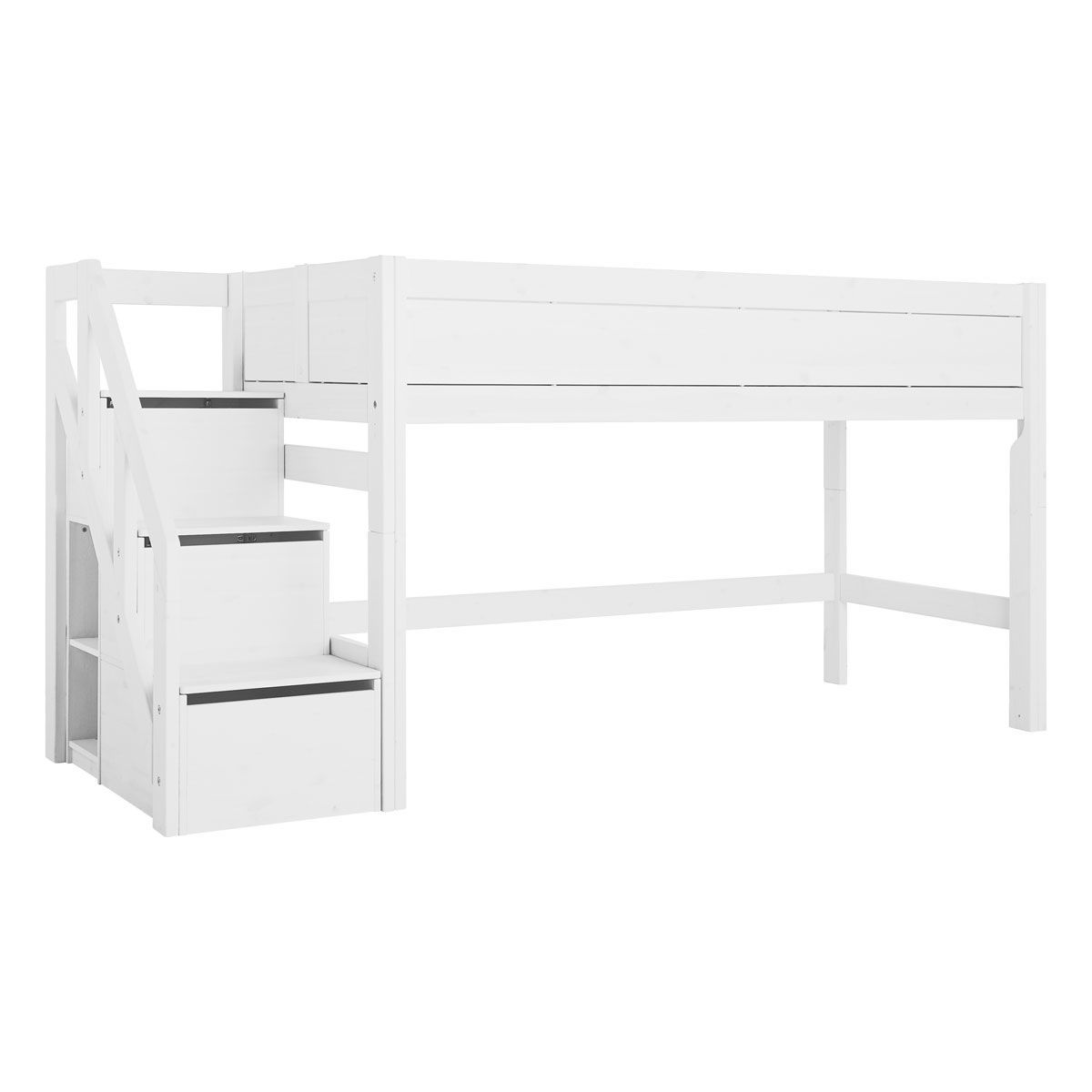 LIFETIME Halbhochbett mit Treppe weiß Höhe 128 cm