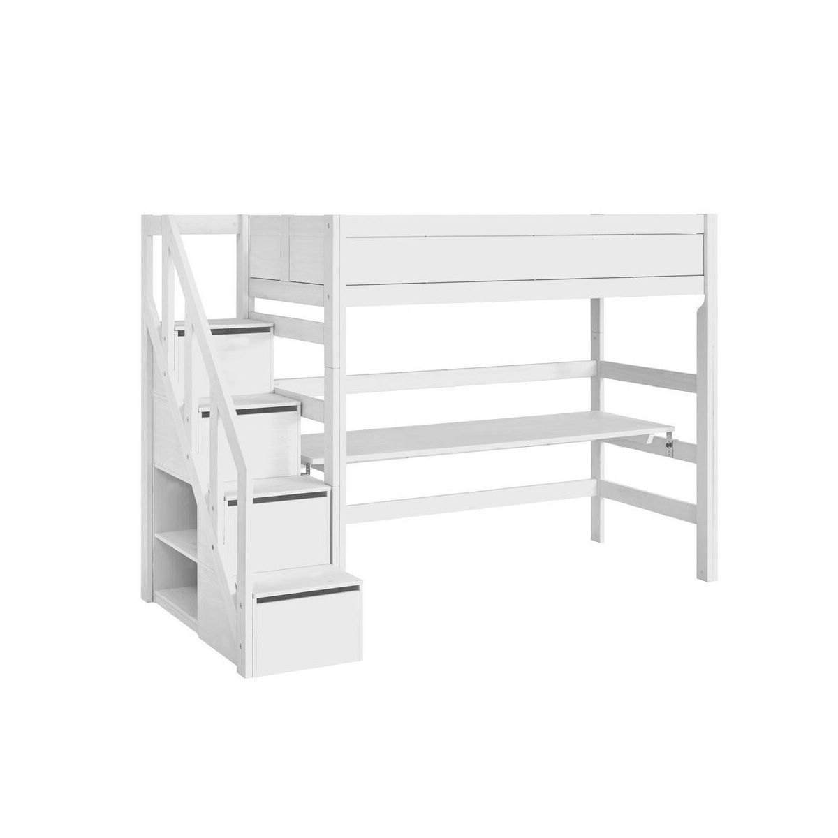 LIFETIME Hochbett mit Treppe weiß Höhe 177 cm