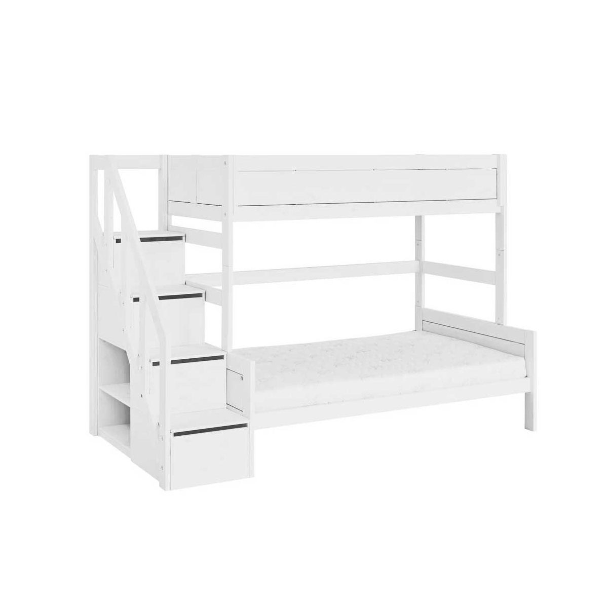 LIFETIME Etagenbett 177 cm mit Treppe weiß Kiefer, 90x200 / 120x200