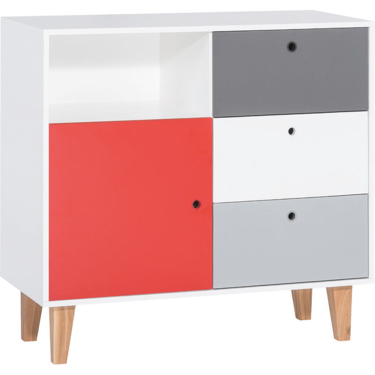 VOX Concept Kommode white/grey/graphite/red