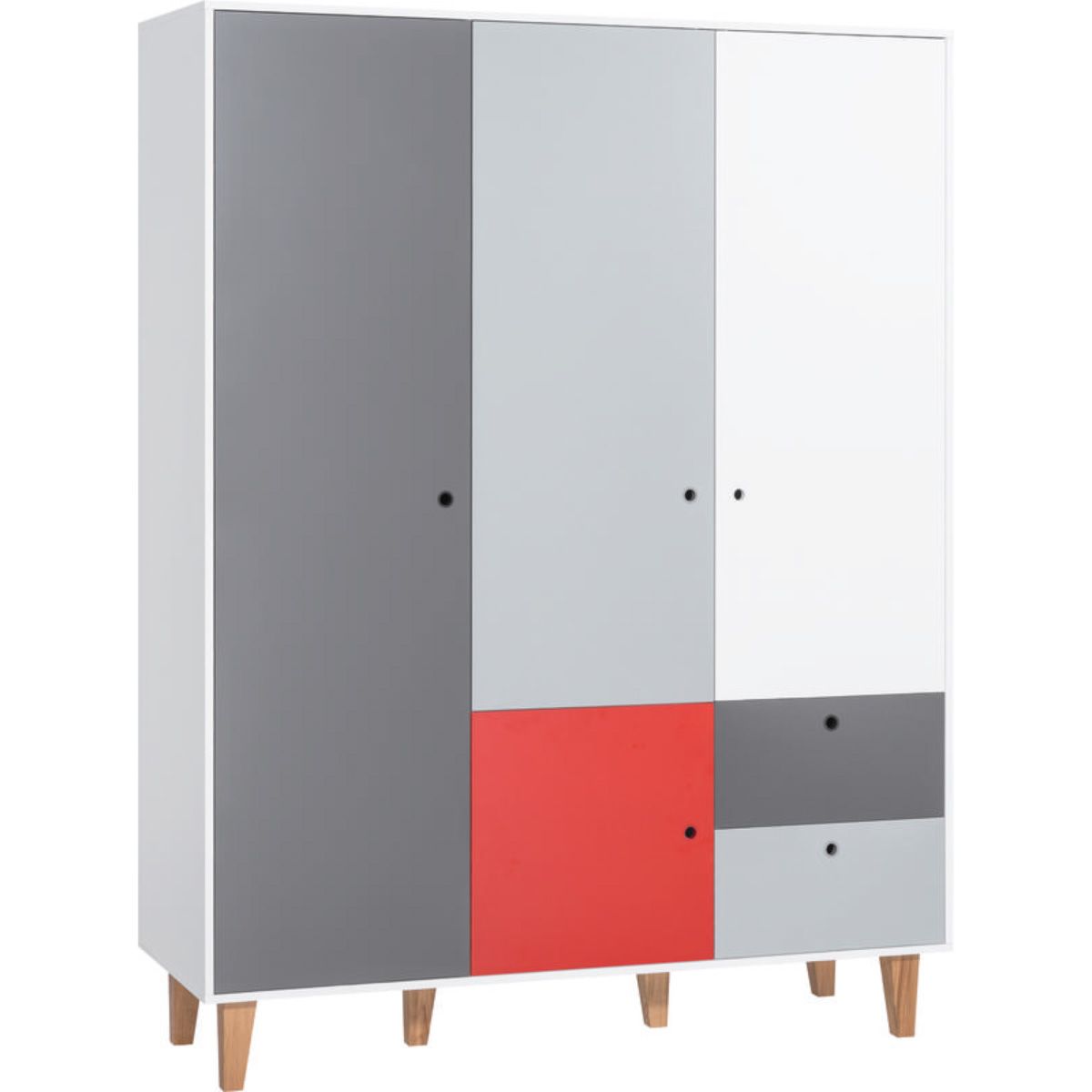 VOX Concept Baby Kleiderschrank 3-türig red white/grey/graphite