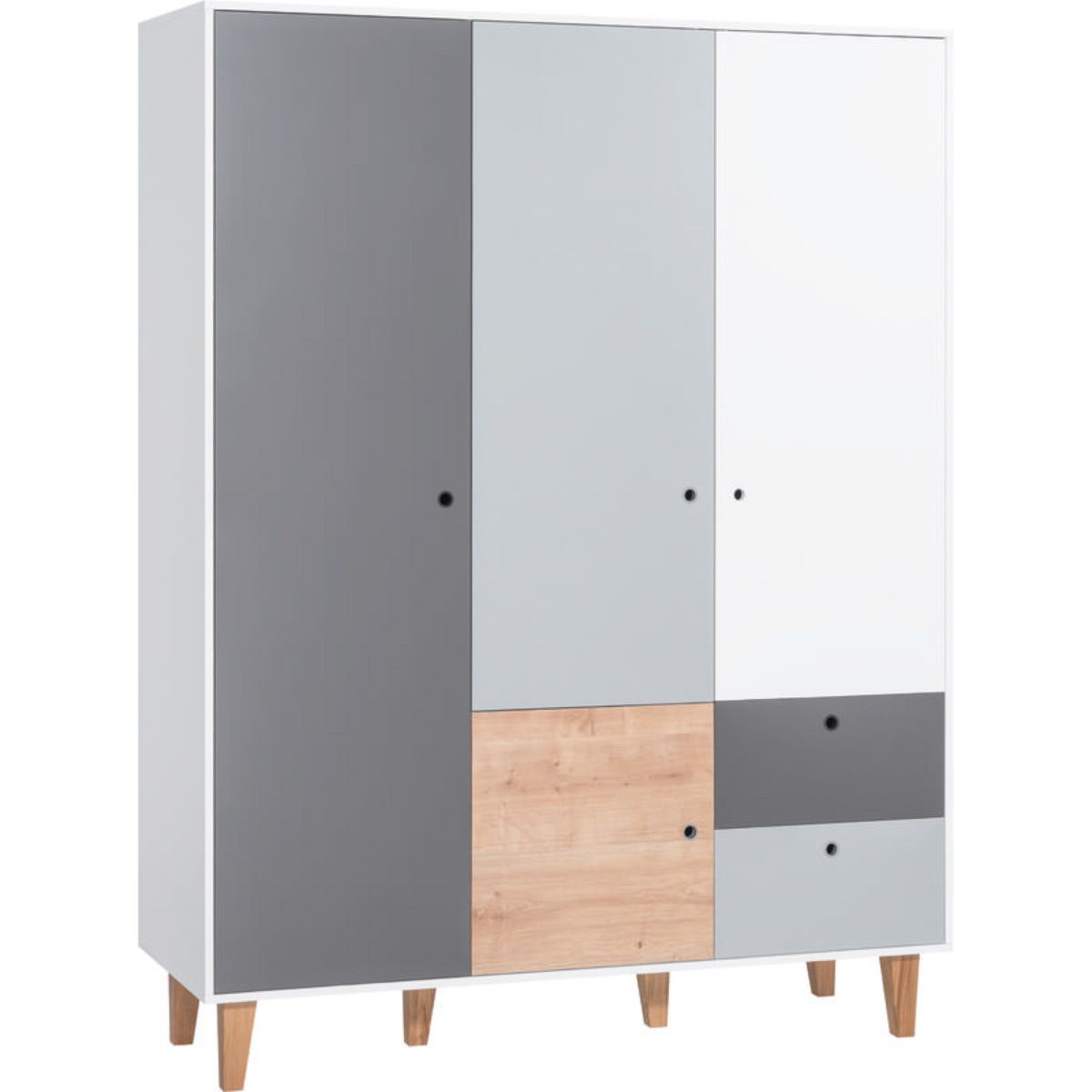 VOX Concept Baby Kleiderschrank 3-türig oak white/grey/graphite